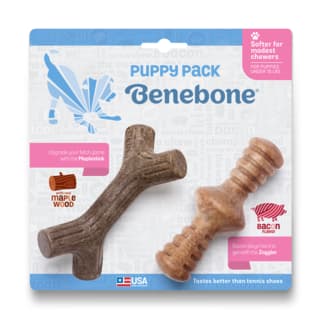 Benebone Puppy 2-Pack Maplestick & Zaggler Bacon Tiny Chew Toys - 2 Pack