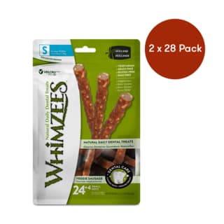 Whimzees Veggie Sausage Dental Dog Treats - Small - 56 Pack (2 x 28 Packs)