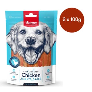 Wanpy Oven Roasted Chicken Jerky Bars Dog Treats - 200g (2 x 100g Bags)