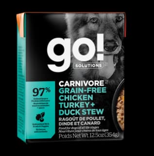 GO! Solutions Carnivore Grain Free Chicken Turkey & Duck Stew Wet Dog Food - 374g