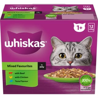 Whiskas Mixed Favorites in Jelly Adult Wet Cat Food Variety Pack - 85g x 18