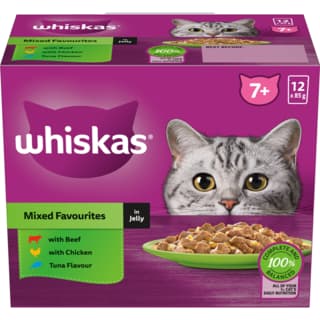 Whiskas Mixed Favourites in Jelly Senior Wet Cat Food Variety Pack - 85g x 12