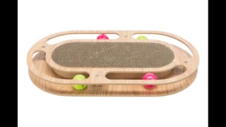 Trixie Oval Wooden Scratcher With Ball Track Cat Toy - Oval Track