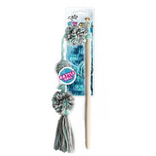 All For Paws Knotty Habit Yarn Pom Pom Wand Cat Toy - Assorted Colours