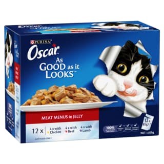 Oscar Meat Menus in Jelly Adult Wet Cat Food Variety Pack - 85g x 24