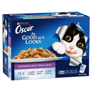 Oscar Favourites Selection in Jelly Adult Wet Cat Food Variety Pack - 85g x 36