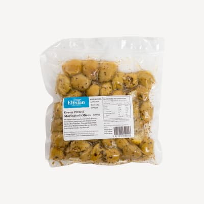Elysian Green Pitted Marinated Olives 300g