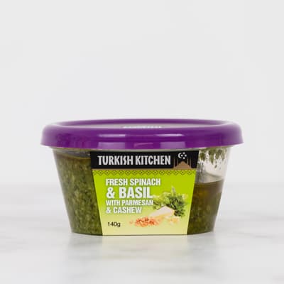 Turkish Kitchen Fresh Spinach & Basil with Parmesan 140g